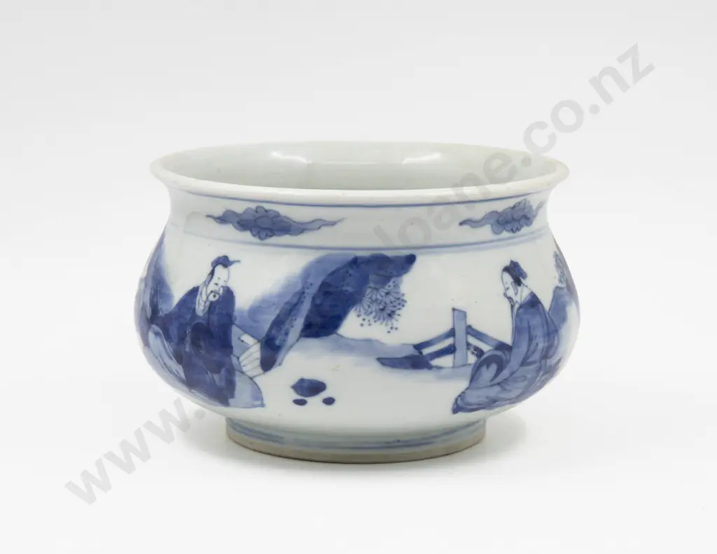 Late C19th Chinese Blue & White Bowl Image 1++