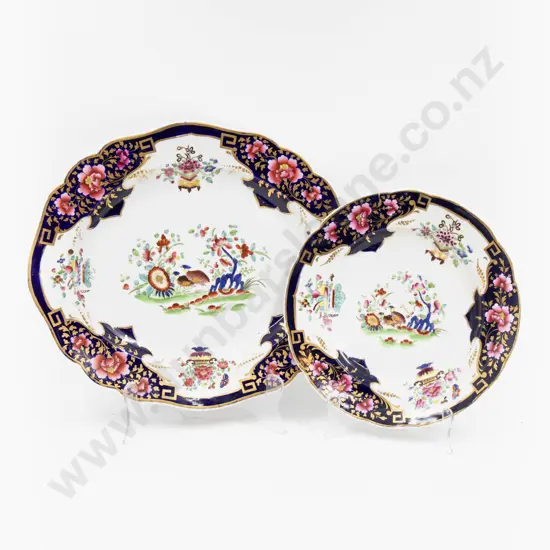 C1840 Chamberlains Worcester Ashet & Dinner Plate