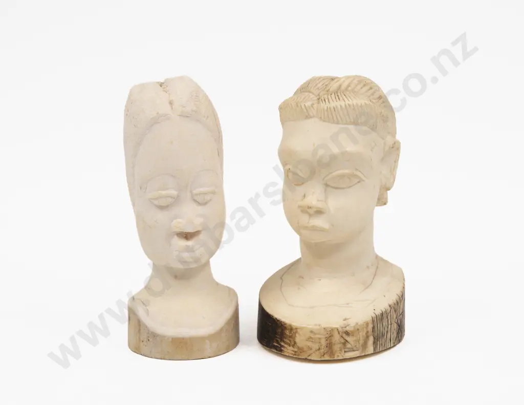 Two African Ivory Carved Busts Image 1++