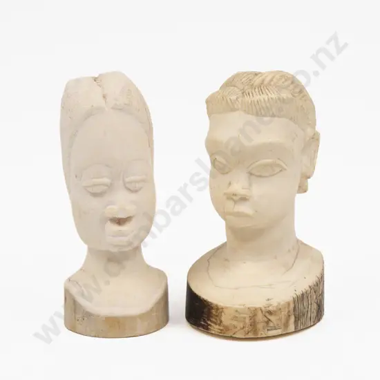 Two African Ivory Carved Busts