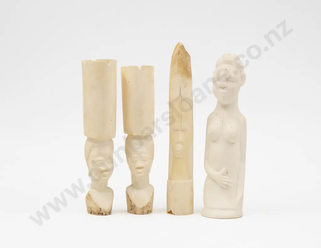 A Pair of Ivory Figural Spill Vases & Two Other Figures (Four) Image 1++