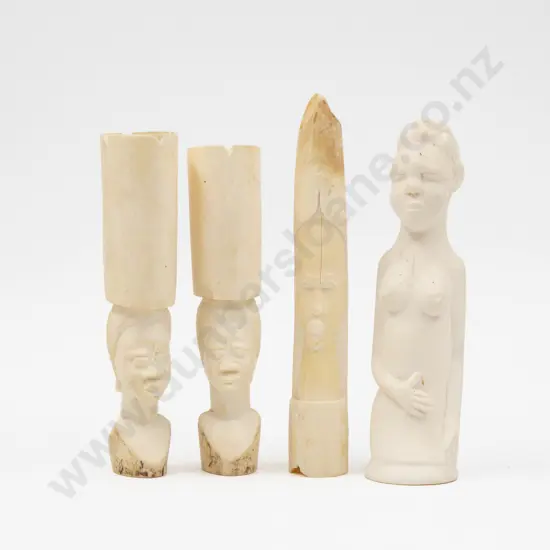 A Pair of Ivory Figural Spill Vases & Two Other Figures (Four)