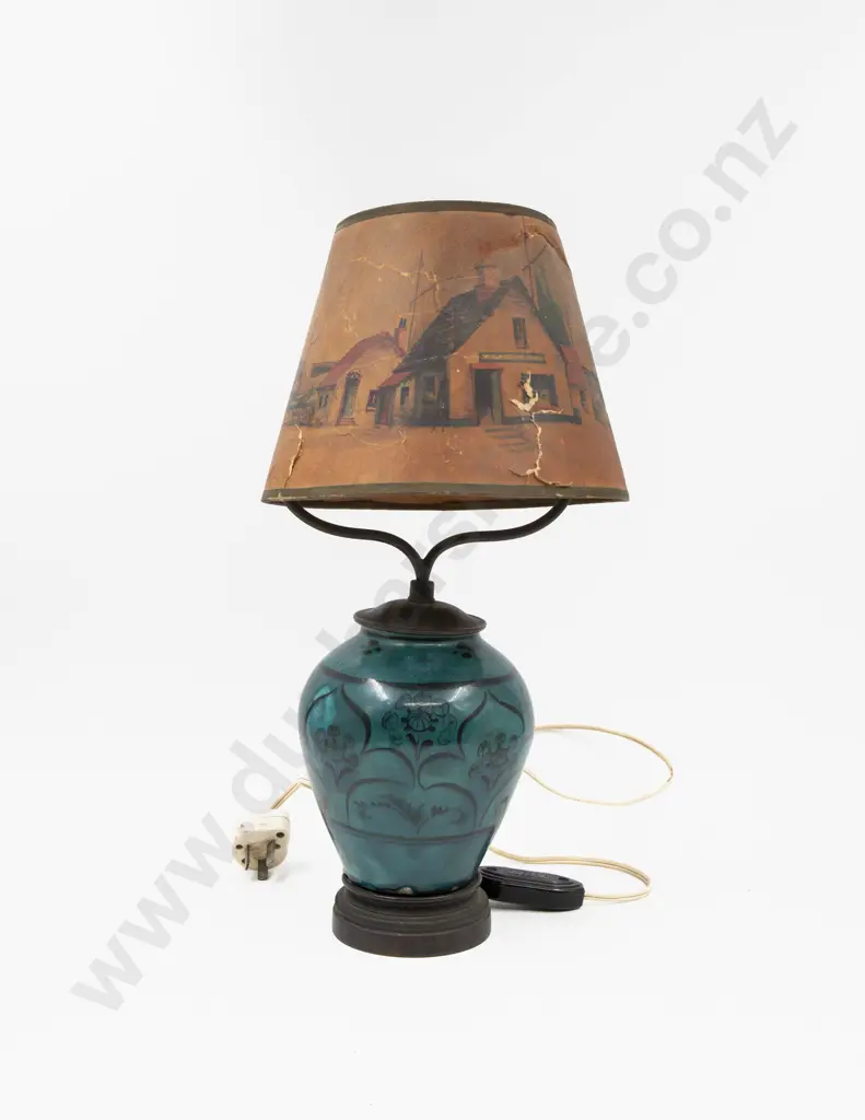 Late C19th Isnik Table Lamp & Shade Image 1++