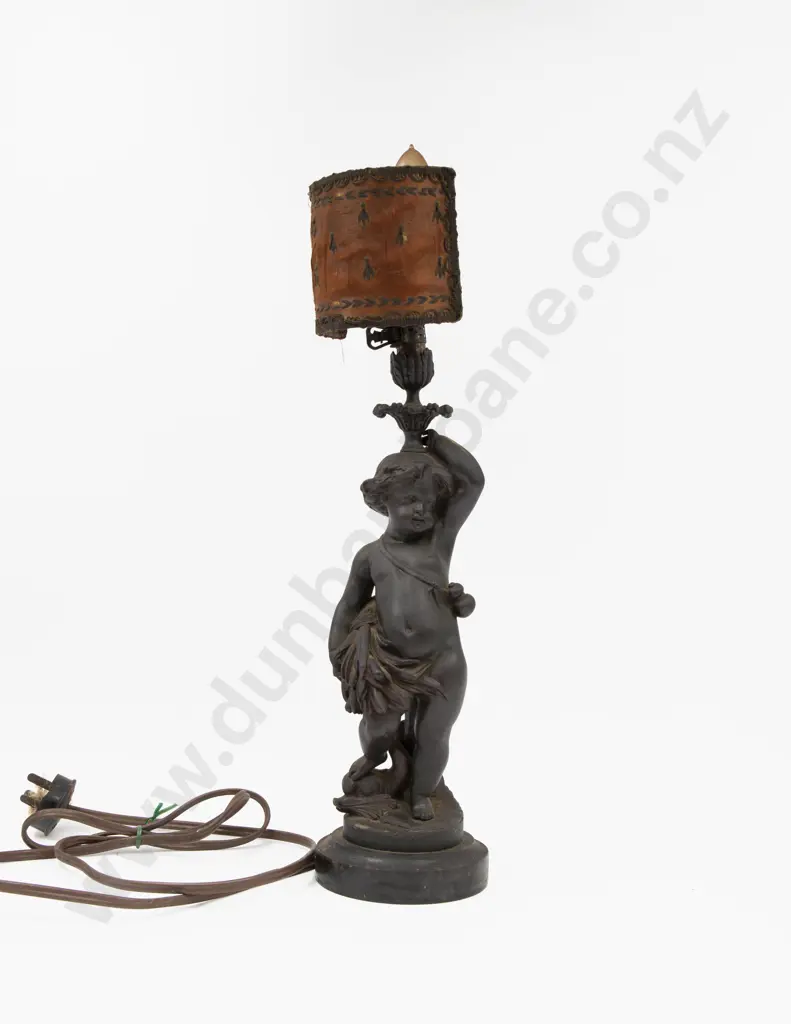 Late C19th Bronze Cherub Table Lamp Image 1++