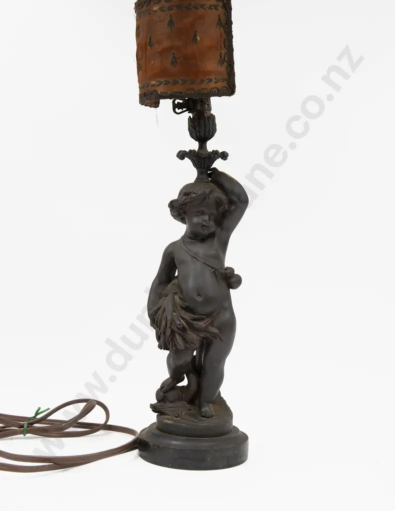 Late C19th Bronze Cherub Table Lamp Image 1++