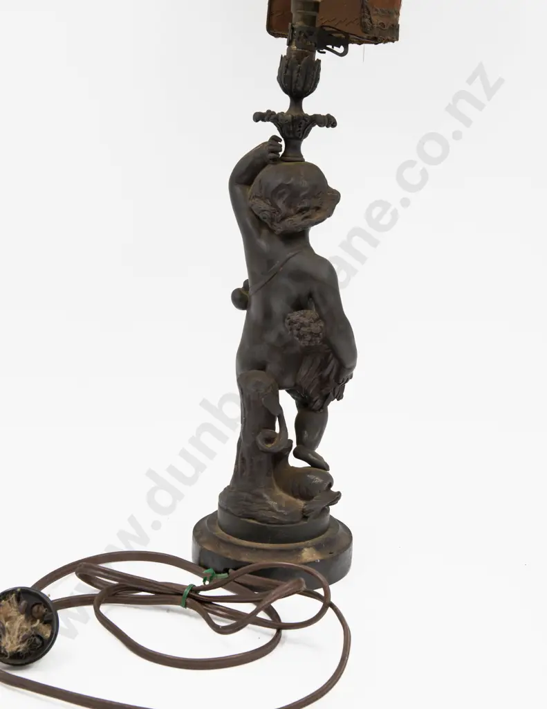 Late C19th Bronze Cherub Table Lamp Image 1++