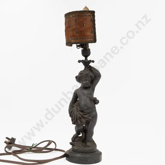 Late C19th Bronze Cherub Table Lamp