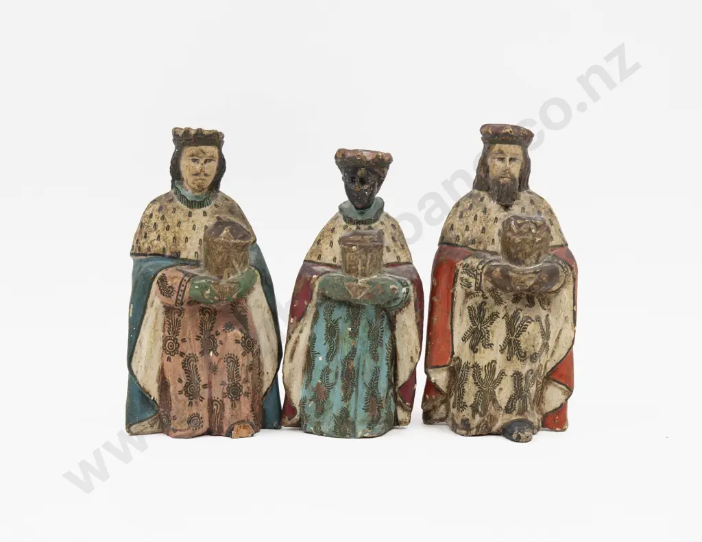 A Set of Three Polychrome Painted Figures of the Three Wise Men Image 1++
