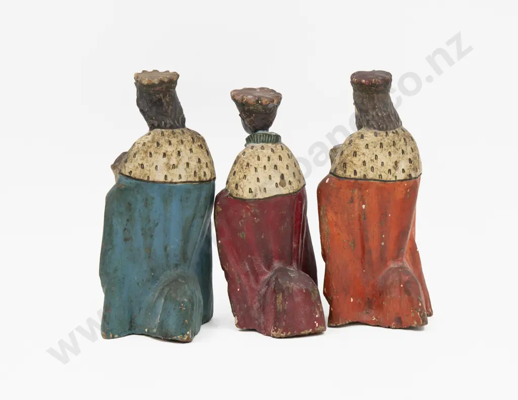 A Set of Three Polychrome Painted Figures of the Three Wise Men Image 1++