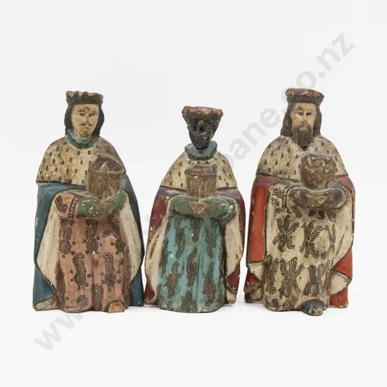A Set of Three Polychrome Painted Figures of the Three Wise Men