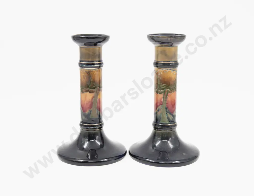 A Pair of Moorcroft "Eventide" Candlesticks Image 1++