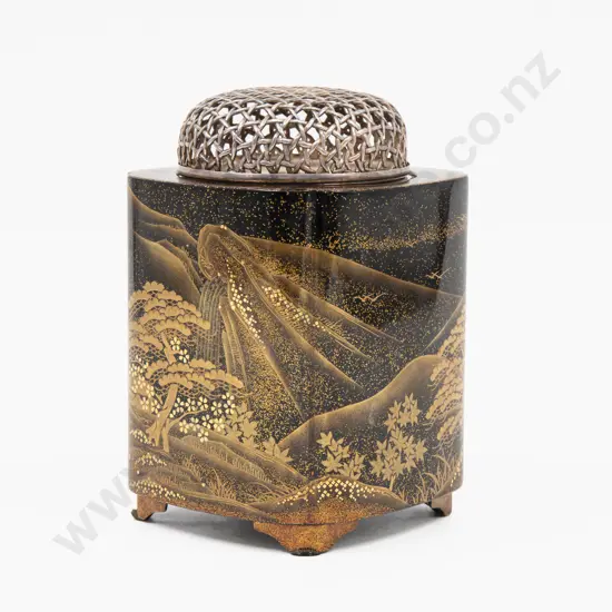 Fine Quality Meiji Period Japanese Lacquered Silver Topped Koro