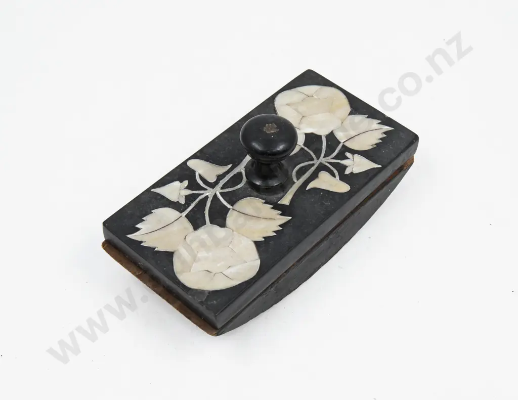 Edw Black Slate & MOP Inlaid Desk Blotter Image 1++