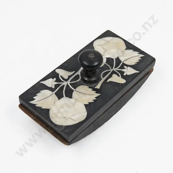 Edw Black Slate & MOP Inlaid Desk Blotter