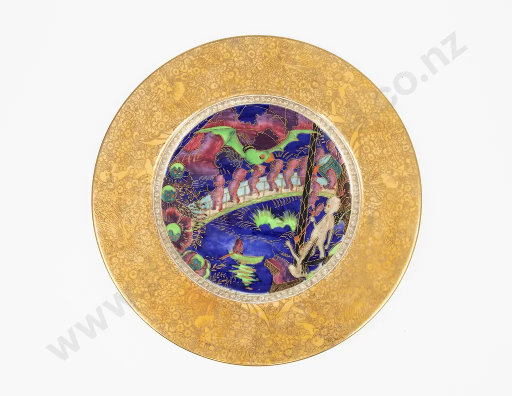 Wedgwood Fairyland Lustre "Imps on a Bridge" Pattern Plate by Daisy Makeig-Jones Image 1++