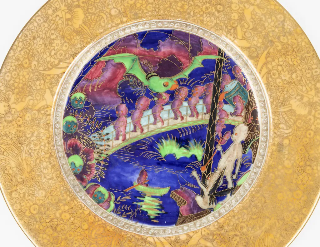 Wedgwood Fairyland Lustre "Imps on a Bridge" Pattern Plate by Daisy Makeig-Jones Image 1++