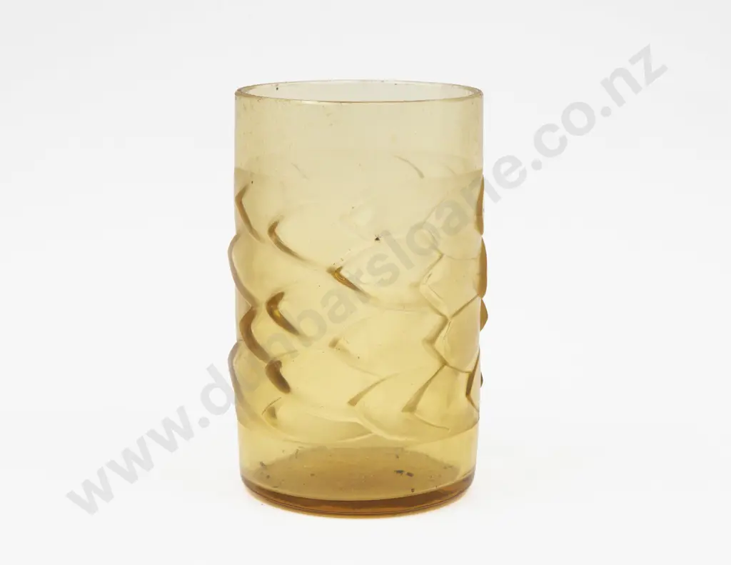 Rene Lalique Bahia Amber Glass Beaker Vase Image 1++