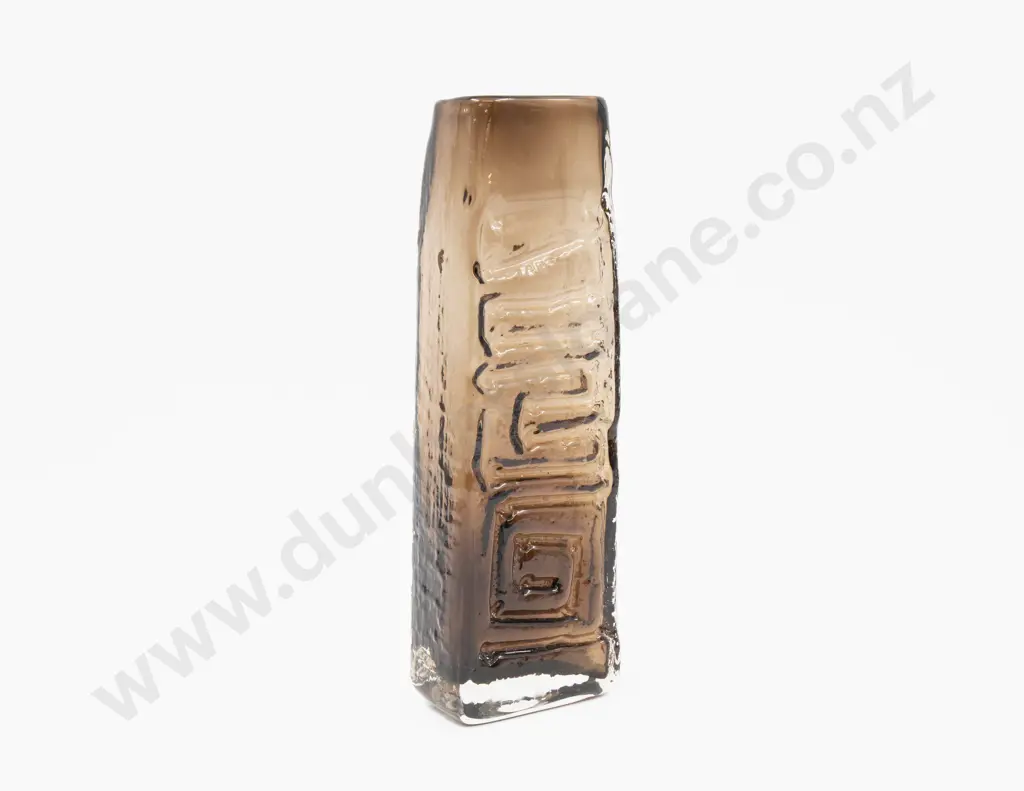 Whitefriars Totem Cinnamon Brown Glass Vase by Geoffrey Baxter Image 1++