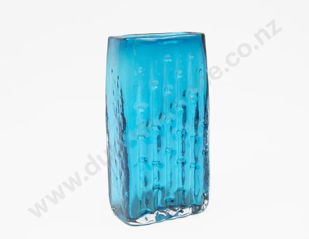 Whitefriars Bamboo Kingfisher Blue Glass Vase by Geoffrey Baxter Image 1++