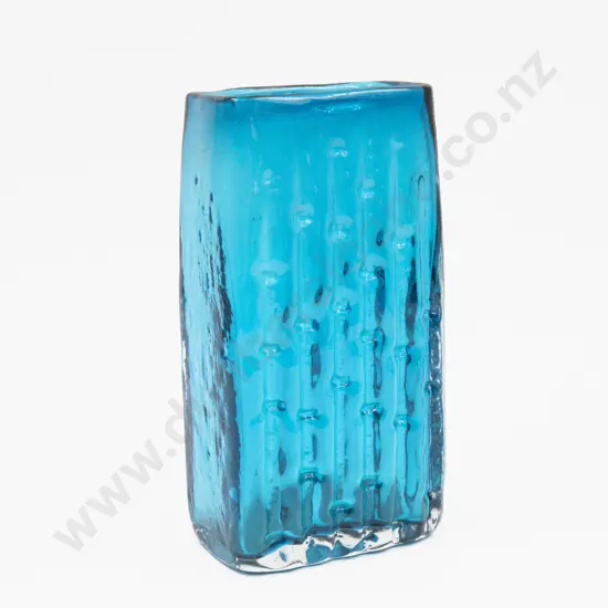 Whitefriars Bamboo Kingfisher Blue Glass Vase by Geoffrey Baxter