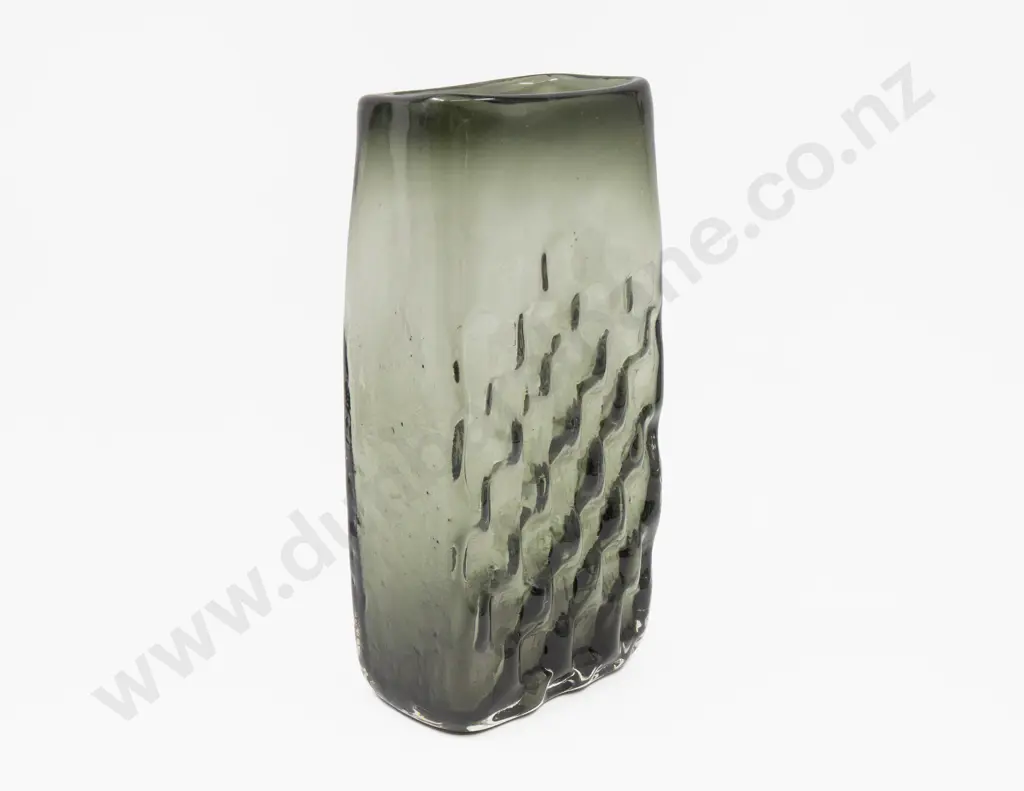 Whitefriars Basket Weave Willow Slab Glass Vase by Geoffrey Baxter Image 1++