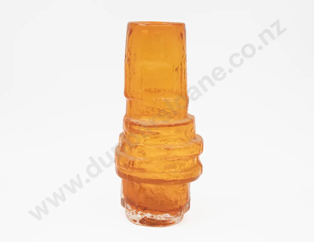 Whitefriars Hoop Tangerine Orange Glass Vase by Geoffrey Baxter Image 1++