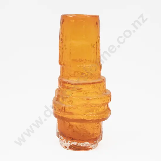Whitefriars Hoop Tangerine Orange Glass Vase by Geoffrey Baxter