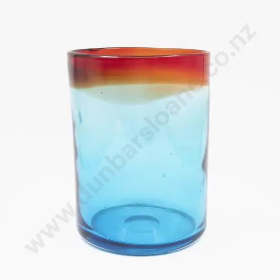 Large Cylindrical Art Glass Vase