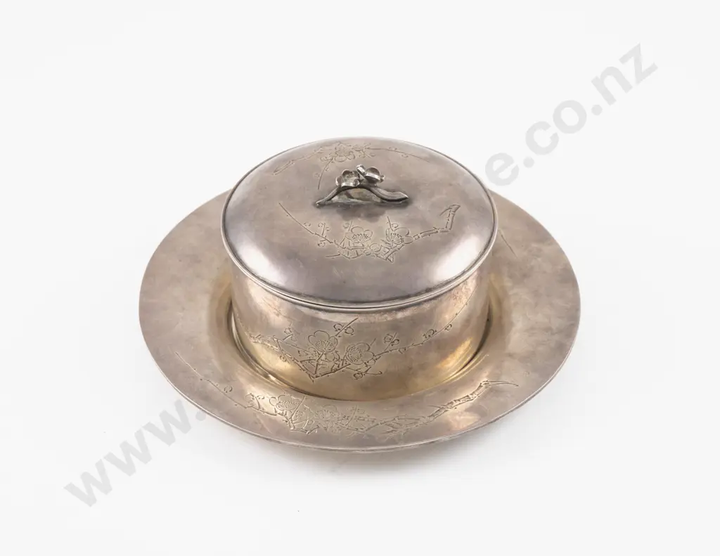 Japanese Meiji Period Chiyodaya S/S Lidded Dish On Stand Image 1++