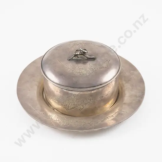 Japanese Meiji Period Chiyodaya S/S Lidded Dish On Stand