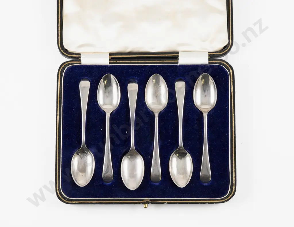 Cased Set Of 6 Geo V S/S Teaspoons Image 1++