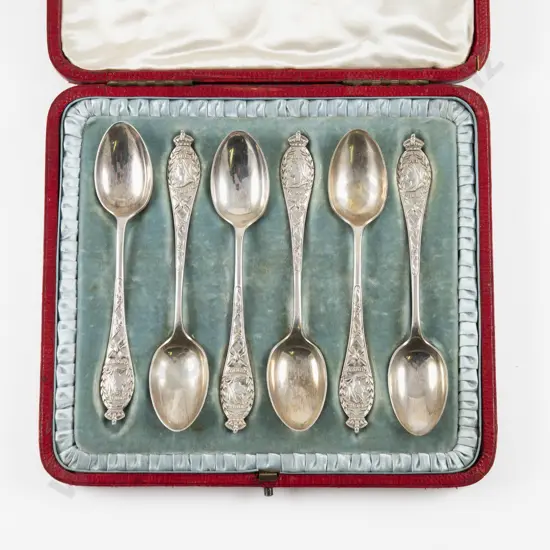 Cased Set Of 6 Vict S/S Diamond Jubilee Teaspoons
