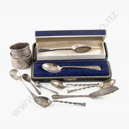 Small Group Of Mixed S/S Cutlery & 2 Napkin Rings