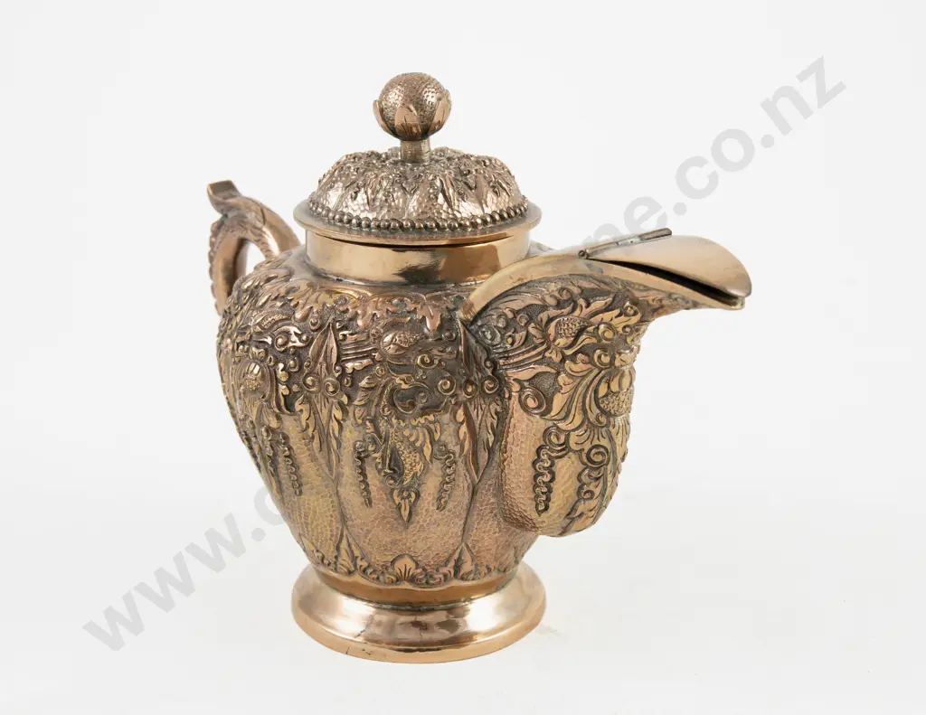 An Extensive & Ornate Indonesian Yogya Copper Plated Tea Service & 5 Similar Extras Image 1++