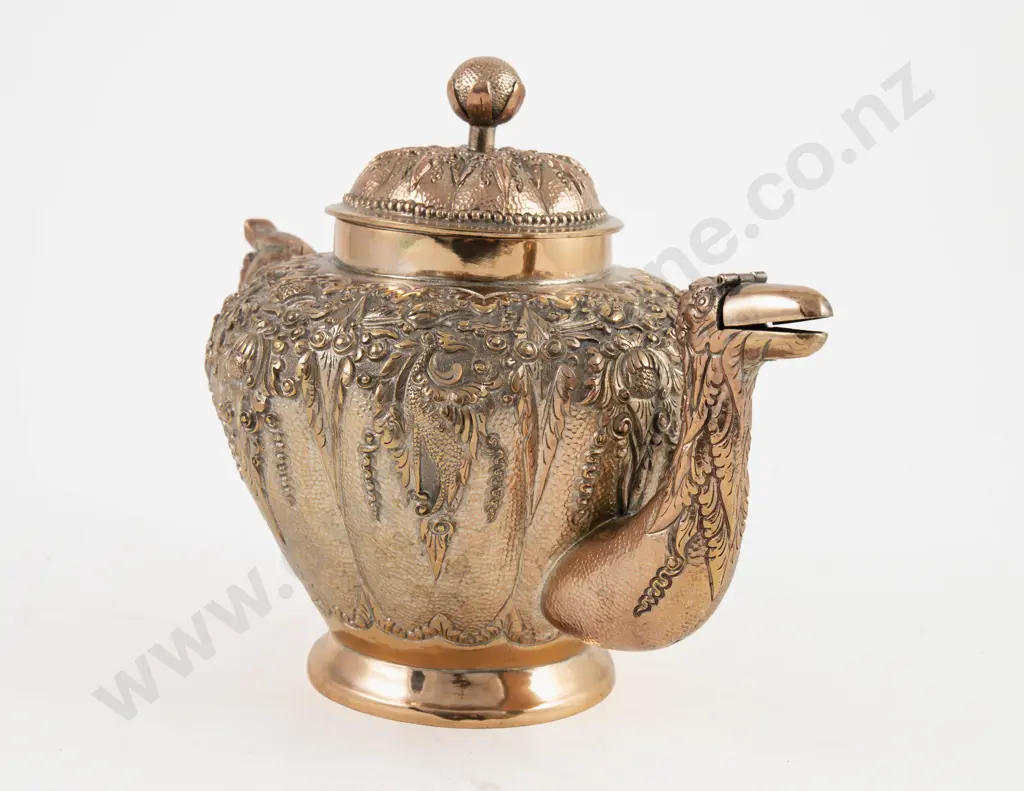 An Extensive & Ornate Indonesian Yogya Copper Plated Tea Service & 5 Similar Extras Image 1++