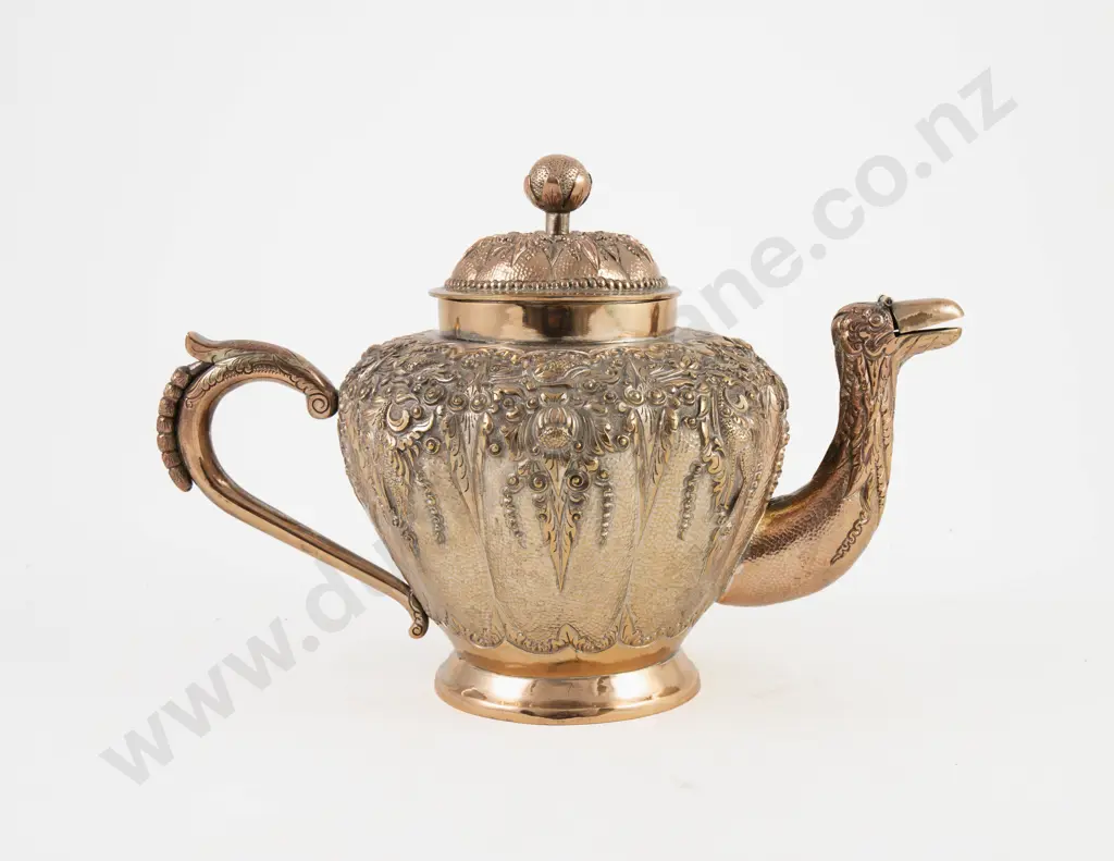 An Extensive & Ornate Indonesian Yogya Copper Plated Tea Service & 5 Similar Extras Image 1++