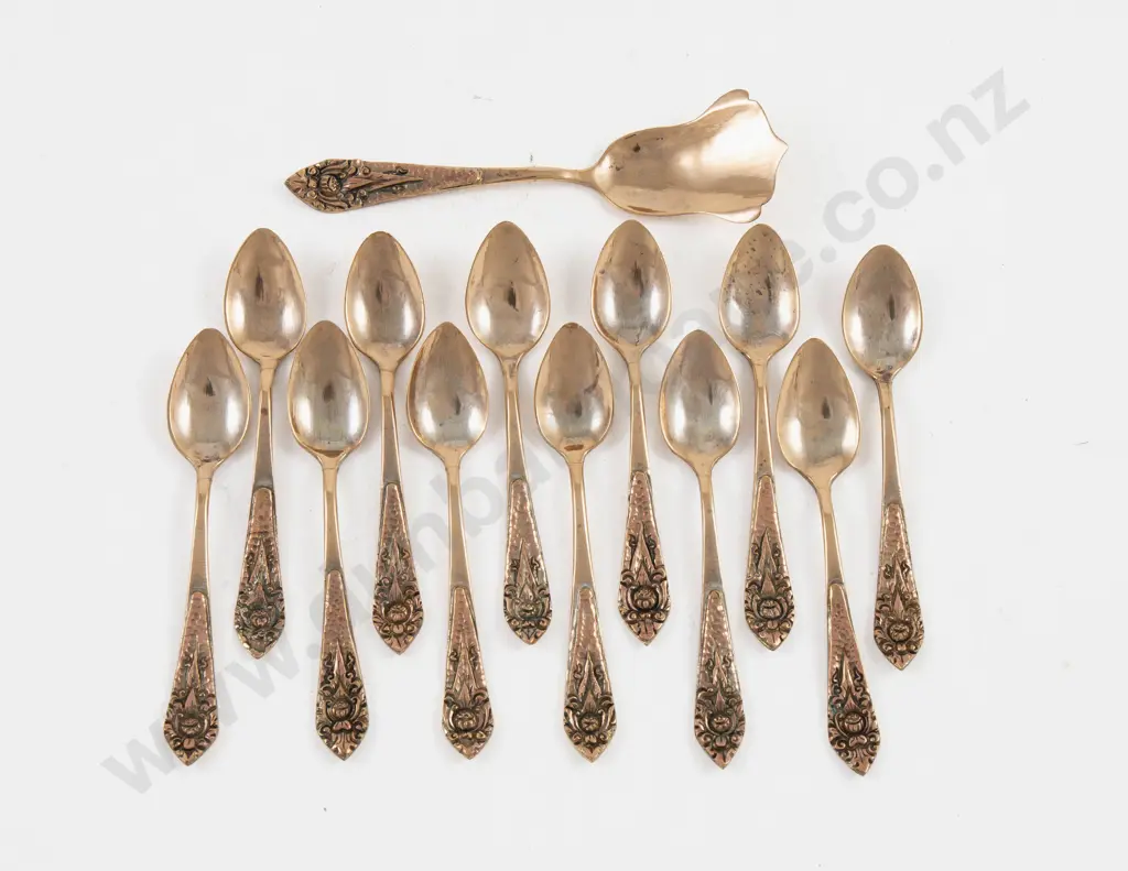 An Extensive & Ornate Indonesian Yogya Copper Plated Tea Service & 5 Similar Extras Image 1++