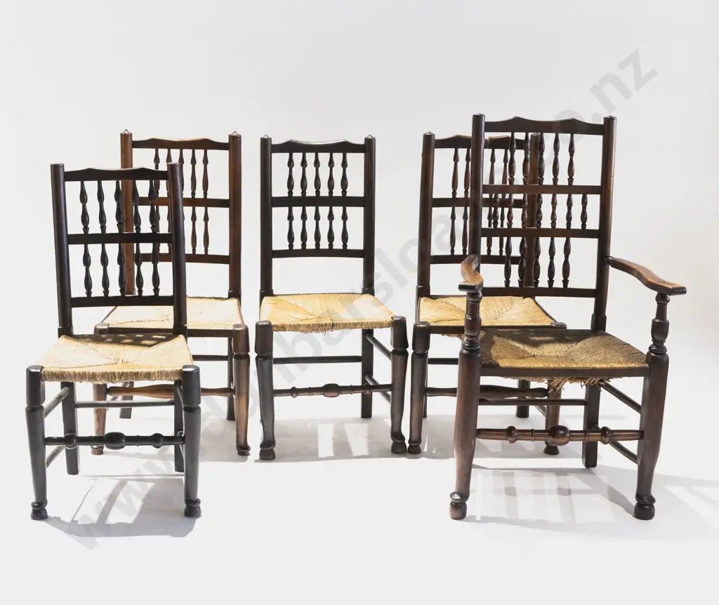 Set of Five Geo III Oak Lancashire Dining Chairs Image 1++