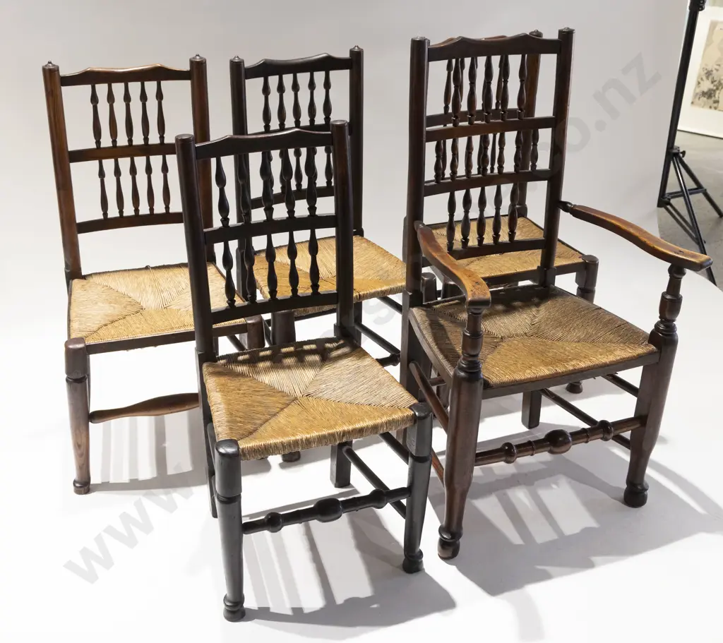 Set of Five Geo III Oak Lancashire Dining Chairs Image 1++