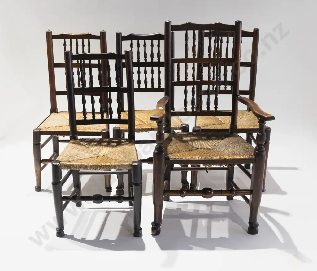 Set of Five Geo III Oak Lancashire Dining Chairs Image 1++