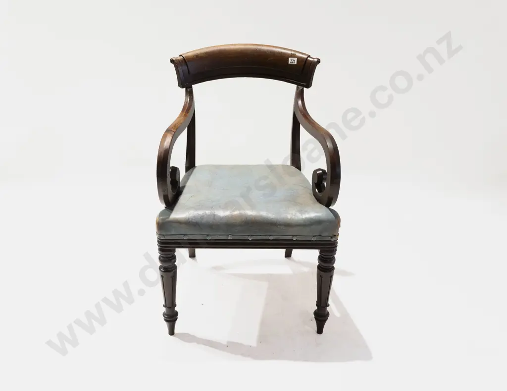 Regency Scottish Mahogany & Laburnum Open Armchair Image 1++