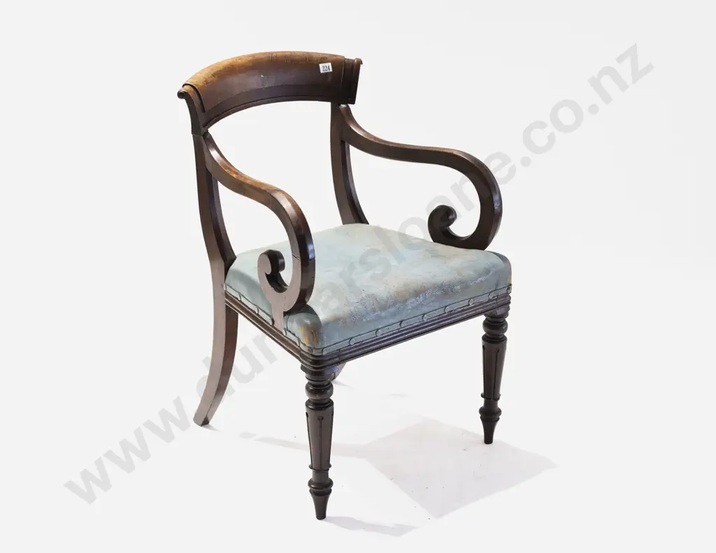 Regency Scottish Mahogany & Laburnum Open Armchair Image 1++