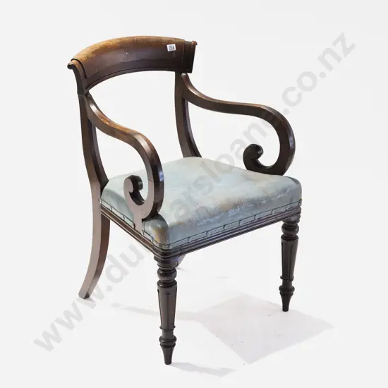 Regency Scottish Mahogany & Laburnum Open Armchair