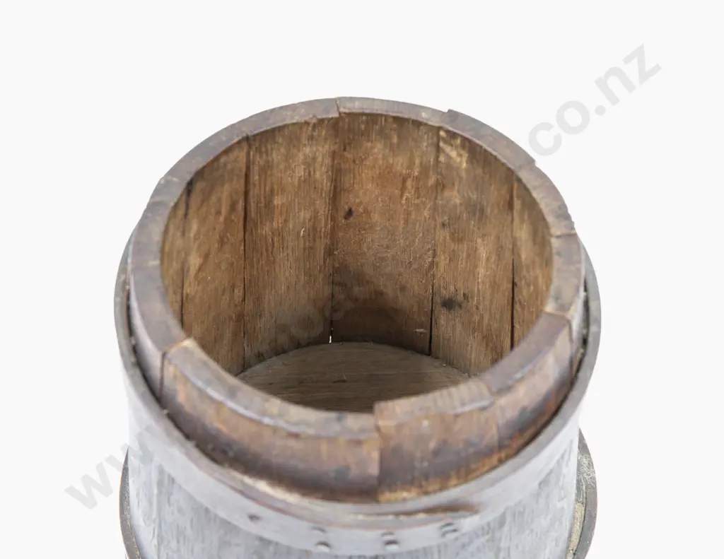 C19th Staved Oak Lidded Storage Barrel Image 1++