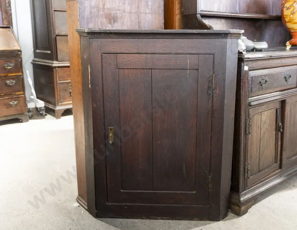 Geo III Oak Hanging Corner Cupboard Image 1++