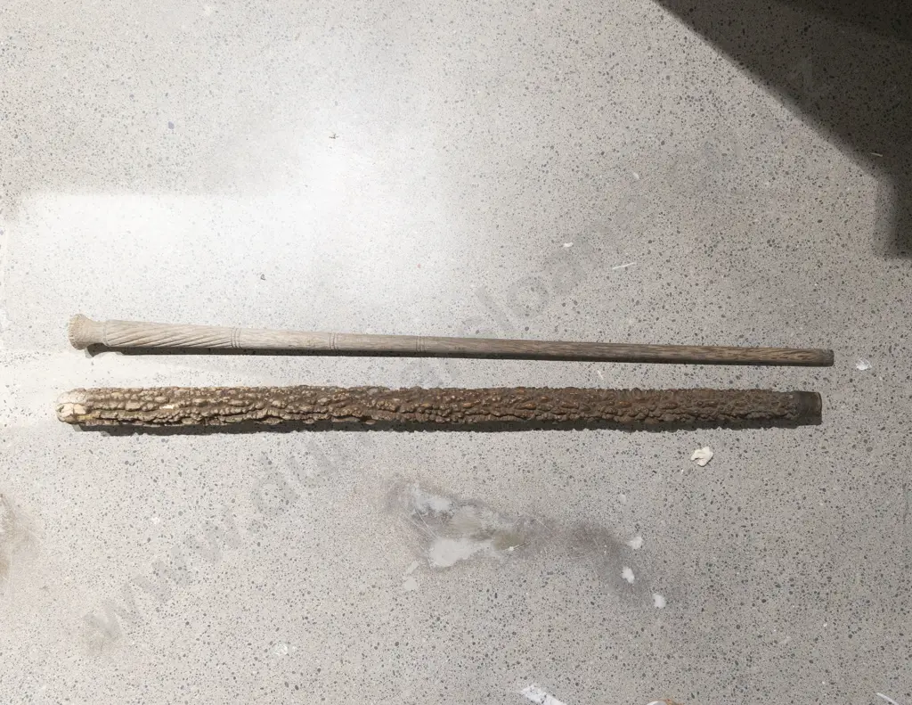 Victorian Coopered Oak Barrel (Weathered) & Two Walking Canes (A/F) Image 1++