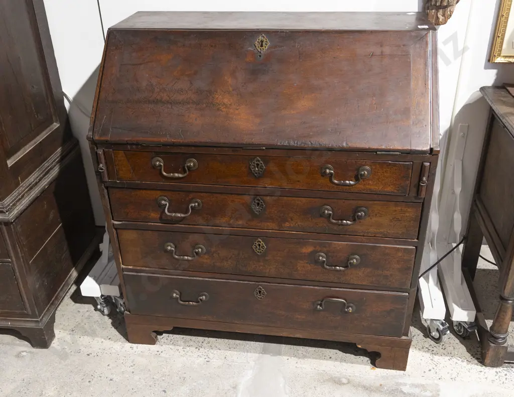 Geo III Mahogany Bureau Image 1++