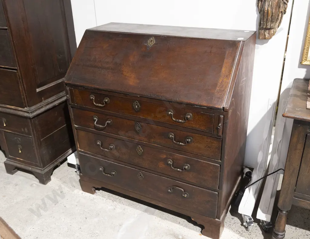 Geo III Mahogany Bureau Image 1++