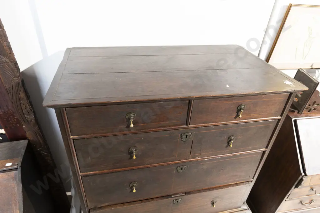 C18th Oak & Inlaid Chest on Stand Image 1++