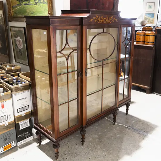An Attractive Edwardian Mahogany Sheraton Revival Display Cabinet